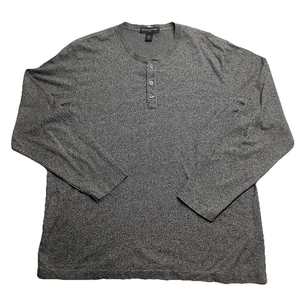 Banana Republic Sweater Mens Large Gray Henley Pullover Long Sleeve 2XL